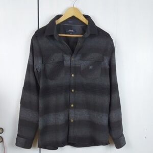Roark Men's Black/ Gray Snap Button Plaid  Flannel Heavyweight Shirt  Sz.M